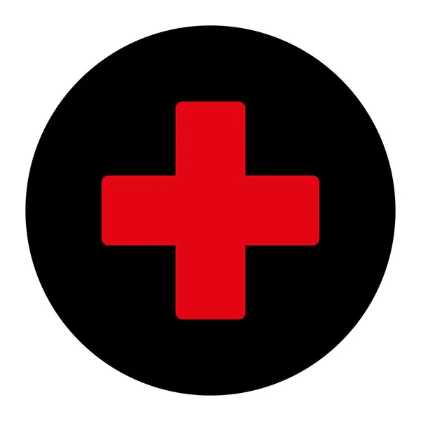 Плюс плоский интенсивный красный и черный цвета круглые кнопки — стоковый вектор