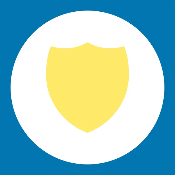 Shield flat yellow and white colors round button — Stock vektor