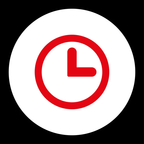 Zegar, płaskie czerwone i białe kolory okrągły przycisk — Wektor stockowy