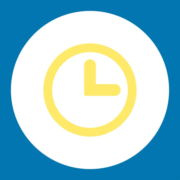Zegar płaski żółte i białe kolory okrągły przycisk — Wektor stockowy