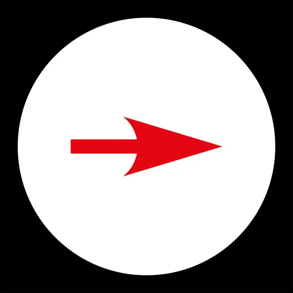 Freccia Asse X piatti colori rosso e bianco pulsante rotondo — Vettoriale Stock