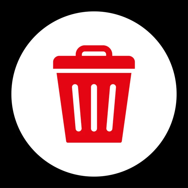 Mülleimer flache rote und weiße Farben runder Knopf — Stockvektor