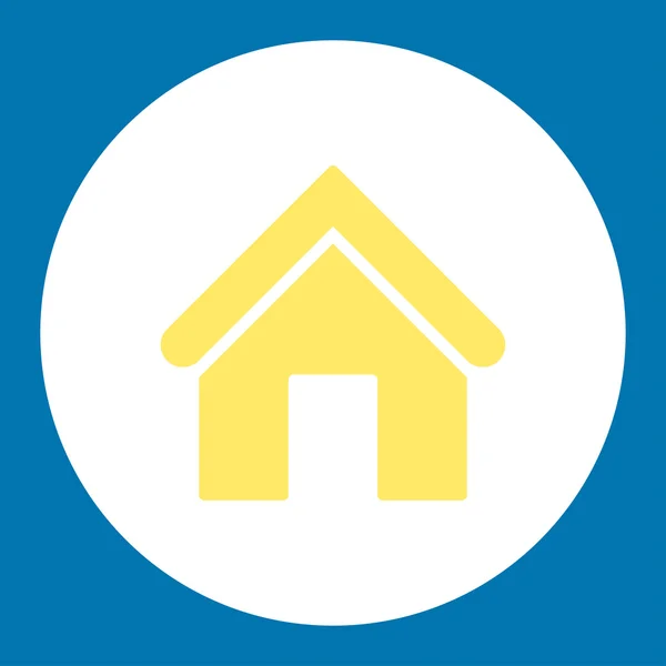 Domů rovnou žluté a bílé barvy kulaté tlačítko — Stockový vektor