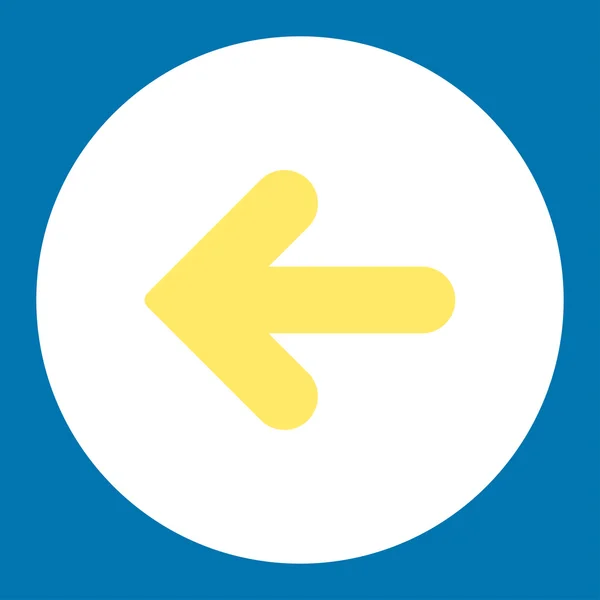Flecha izquierda plana amarilla y blanca colores botón redondo — Archivo Imágenes Vectoriales