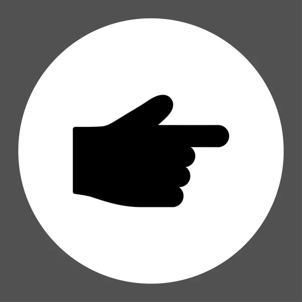 Pekfingret platt svarta och vita färger runda knappen — Stock vektor