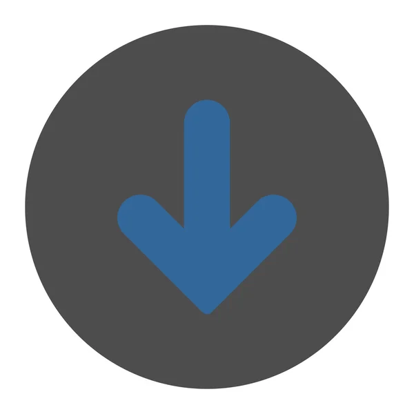 Flecha abajo plana de cobalto y colores grises botón redondo — Archivo Imágenes Vectoriales