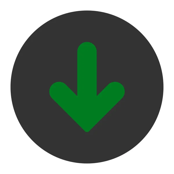 矢印ダウン フラット緑とグレーの色のラウンド ボタン — ストックベクタ
