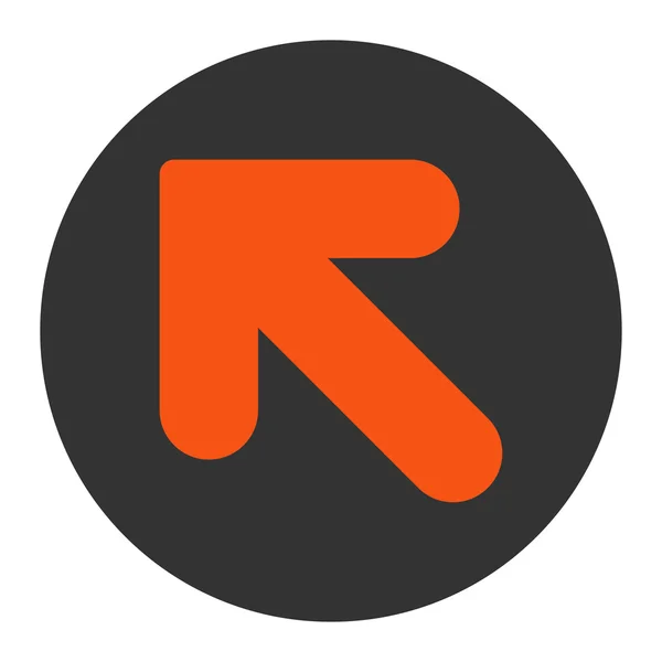 Flecha arriba Izquierda plana de color naranja y gris botón redondo — Vector de stock