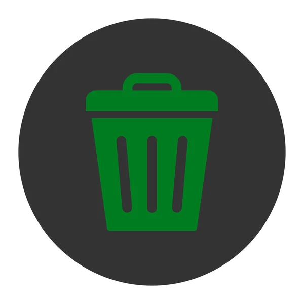Mülleimer flache grüne und graue Farben runde Taste — Stockvektor