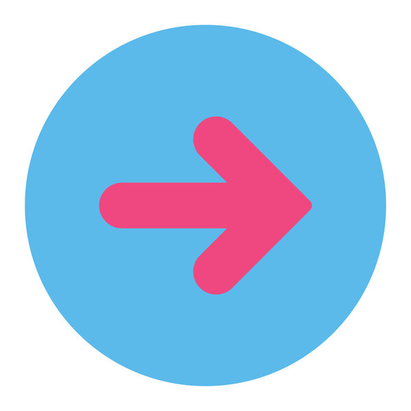 Arrow Right flat pink and blue colors round button