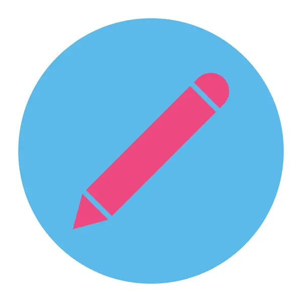 Lápiz plano de color rosa y azul botón redondo — Vector de stock