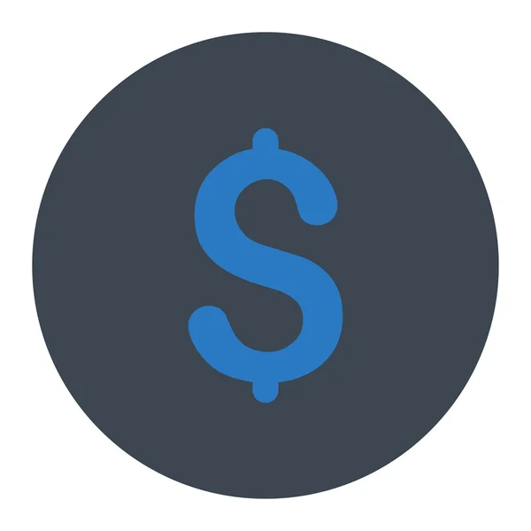 Dolar plana cores azuis lisas botão redondo — Vetor de Stock