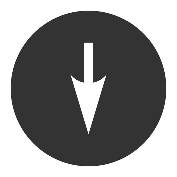 Flecha aguda hacia abajo plana blanco y gris colores botón redondo — Archivo Imágenes Vectoriales