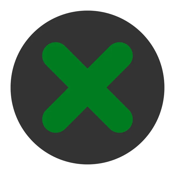 取消一种扁平绿色和灰色颜色圆形按钮 — 图库矢量图片