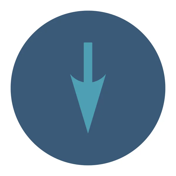Flecha aguda hacia abajo plana cyan y azul colores botón redondo — Archivo Imágenes Vectoriales