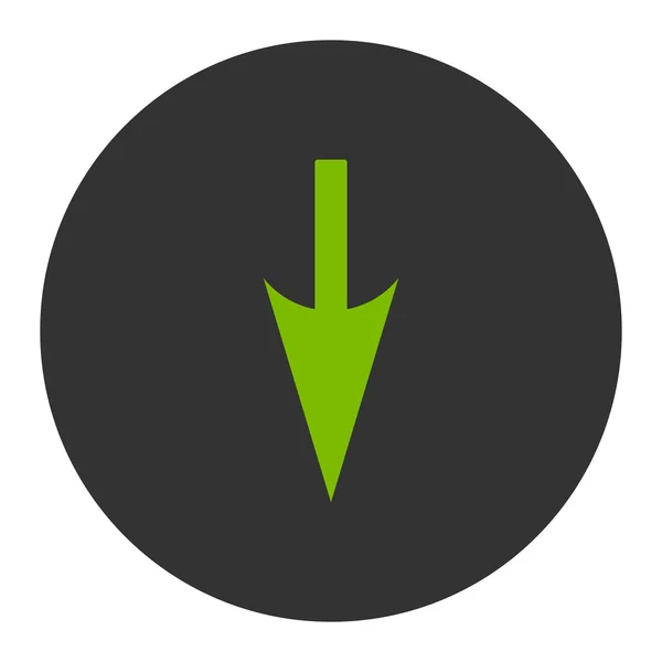 Кнопка Sharp Down Arrow плоская эко-зеленая и круглого цвета — стоковый вектор