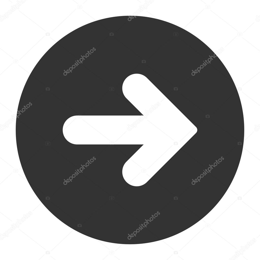 Arrow Right flat white and gray colors round button