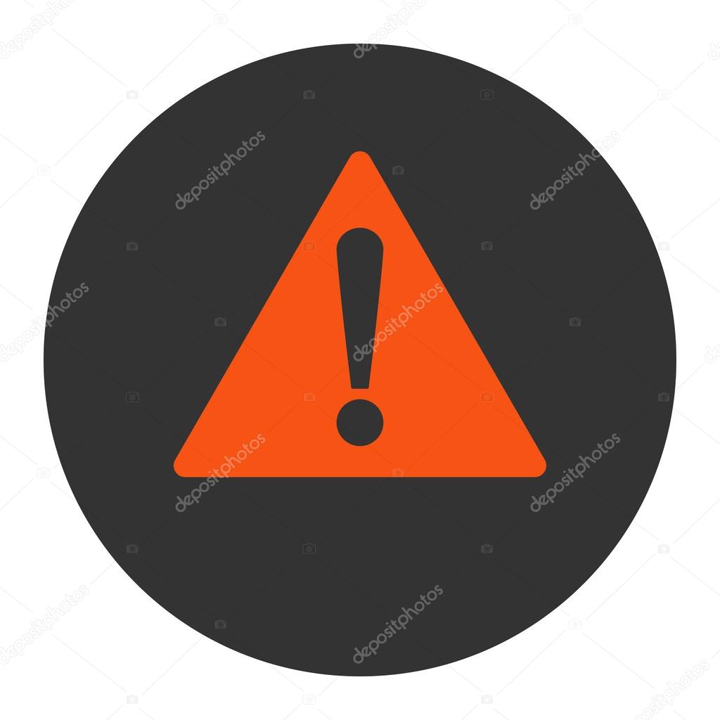 Warning flat orange and gray colors round button