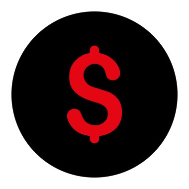 Yuvarlak düğmesini Doları düz yoğun kırmızı ve siyah renk