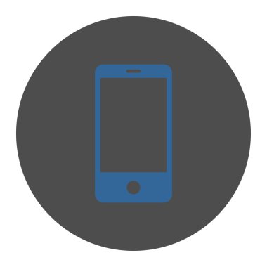 Smartphone düz kobalt ve gri renkler düğmesini yuvarlak