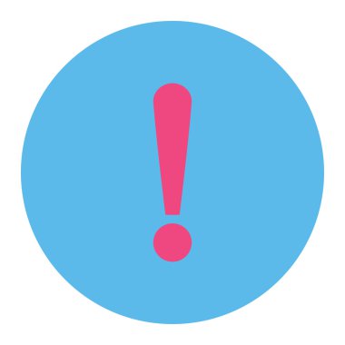 Ünlem işareti düz pembe ve mavi renkler düğmesini yuvarlak