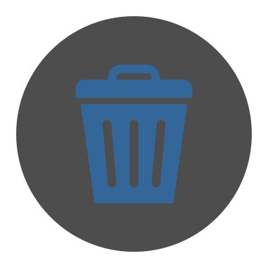 Çöp Can düz kobalt ve gri renkler düğmesini yuvarlak