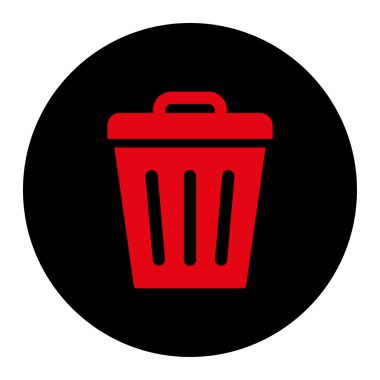 Çöp Can düz yoğun kırmızı ve siyah renkler düğmesini yuvarlak