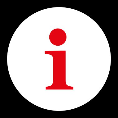 Info düz kırmızı ve beyaz renkler düğmesini yuvarlak