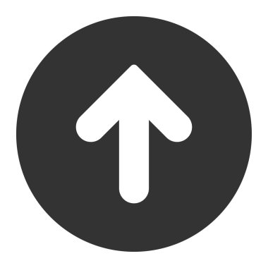 Ok yukarı düz beyaz ve gri renkler düğmesini yuvarlak