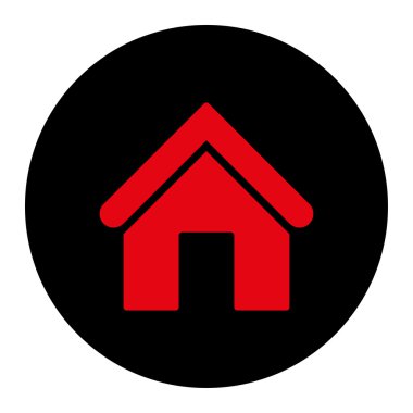 Ev düz yoğun kırmızı ve siyah renkleri düğmesini yuvarlak