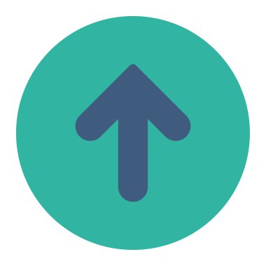 Ok yukarı düz kobalt ve mavi renkler düğmesini yuvarlak