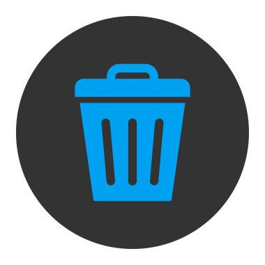 Çöp Can düz mavi ve gri renkler düğmesini yuvarlak