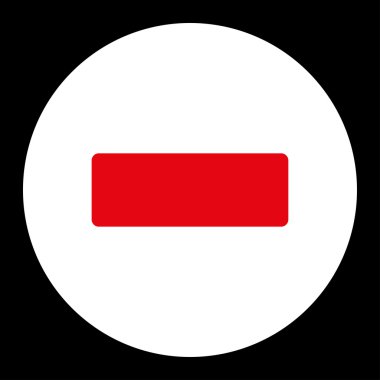 Düz kırmızı ve beyaz renkler düğmesini yuvarlak