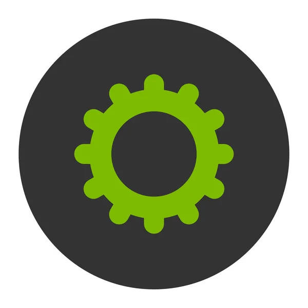 Gear flat eco green and gray colors round button — Stock Photo, Image