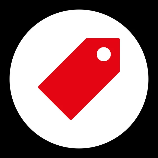 Label plat rode en witte kleuren ronde knop — Stockfoto