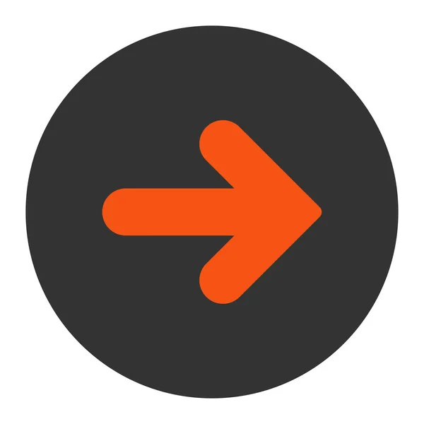 Flèche droite orange plat et gris couleur bouton rond — Photo