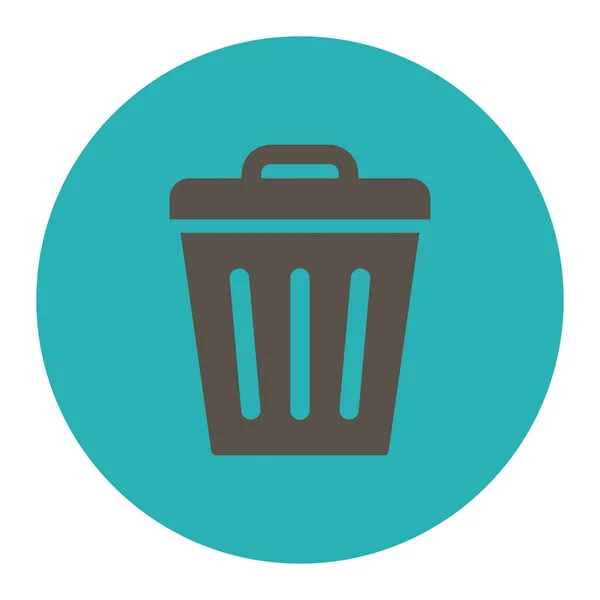 Lixo pode plana cinza e ciano cores botão redondo — Fotografia de Stock