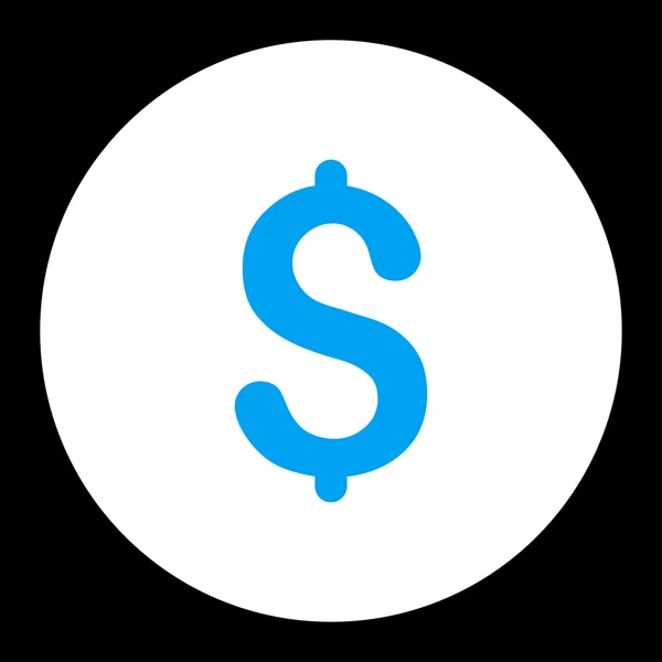 ドル フラット青と白の色のラウンド ボタン — ストック写真
