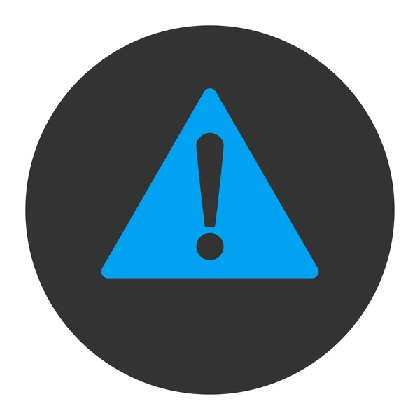 Warning flat blue and gray colors round button — Stock Photo, Image