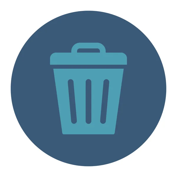 Lixo pode plana ciano e azul cores botão redondo — Fotografia de Stock