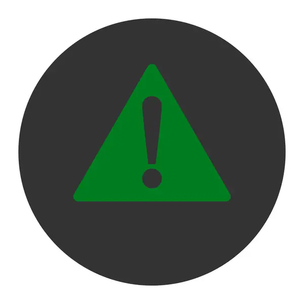 Warning flat green and gray colors round button — Stock Photo, Image