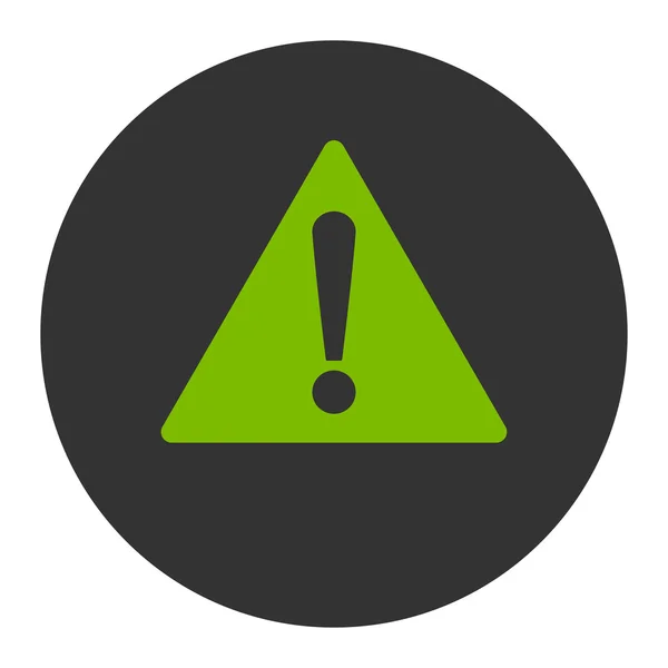 Warning flat eco green and gray colors round button — Stock Photo, Image