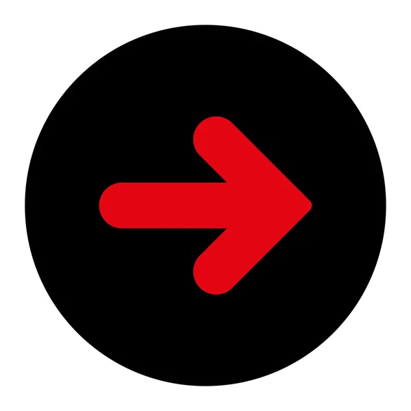 矢印右フラット集中的な赤と黒の色の丸いボタン — ストック写真