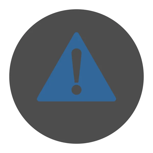 Warning flat cobalt and gray colors round button — Stock Photo, Image