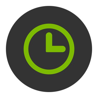 Saat düz eko yeşil ve gri renkler yuvarlak düğmesi