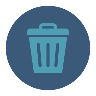 Çöp Can düz mavi ve mavi renkler düğmesini yuvarlak