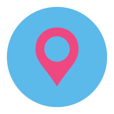 Yuvarlak düğmesini harita işareti düz pembe ve mavi renkler