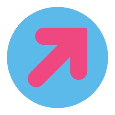 Ok yukarı sağ düz pembe ve mavi renkler düğmesini yuvarlak