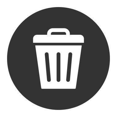 Çöp Can düz beyaz ve gri renkler düğmesini yuvarlak