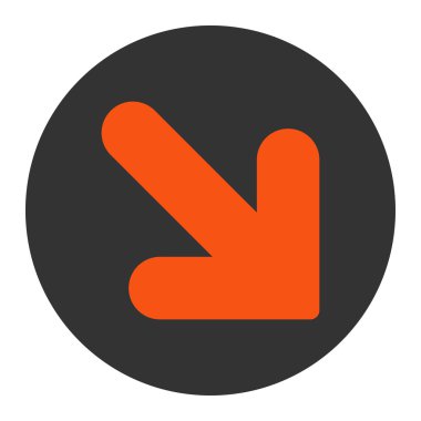 Yuvarlak düğmesini ok aşağı sağ düz turuncu ve gri renkler